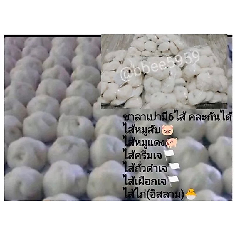 ซาลาเปาลูกละ3บาท หมูแดง หมูสับ ไก่สับ ครีมเจ ถั่วดำเจ เผือกเจ 90ลูก 299บาท