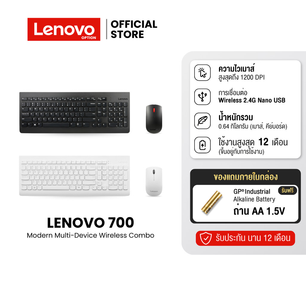 Lenovo 510 Wireless MK Combo Thai - ชุดรวมเมาส์และคีย์บอร์ด