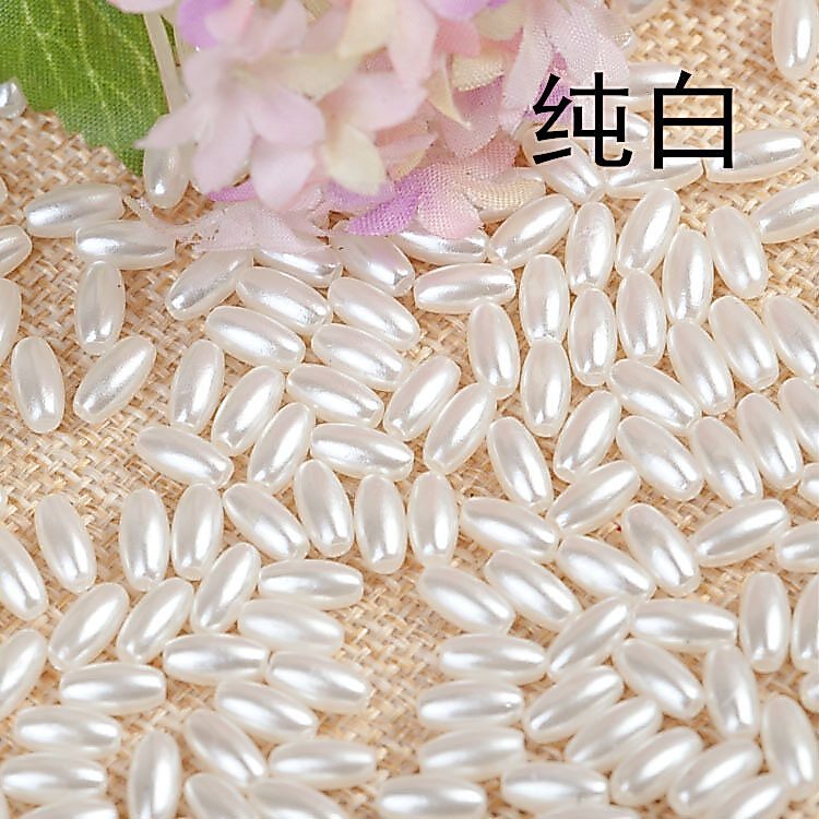 ลูกปัดเม็ดข้าวสาร สีมุก เม็ดข้าวสารมุก   4x8mm ตกแต่งงาน พับเหรียญ เหรียญโปรยทาน DIY  ฯลฯ