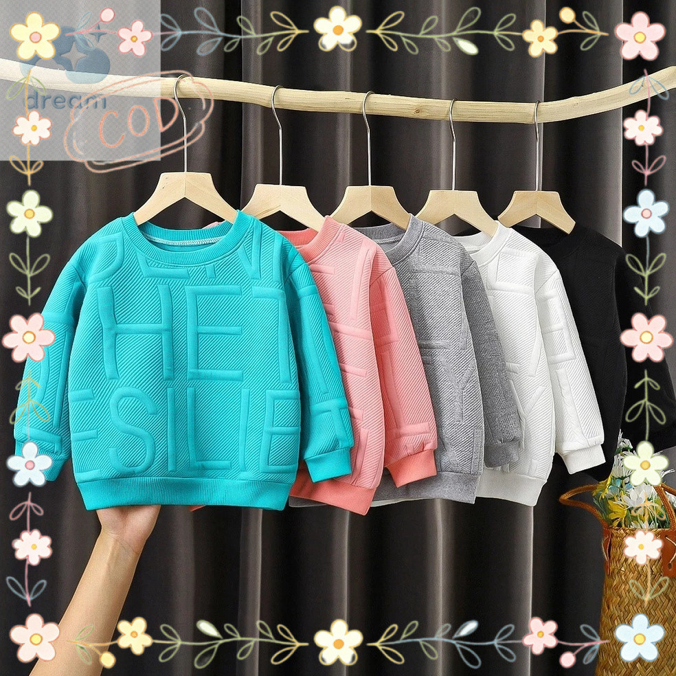 แฟชั่นเด็กจดหมายพิมพ์เสื้อกันหนาว5สี-เหมาะสําหรับเด็กวัยหัดเดินและเด็กก่อนวัยเรียน(1-9ปี) เสื้อแขนยาวแฟชั่น