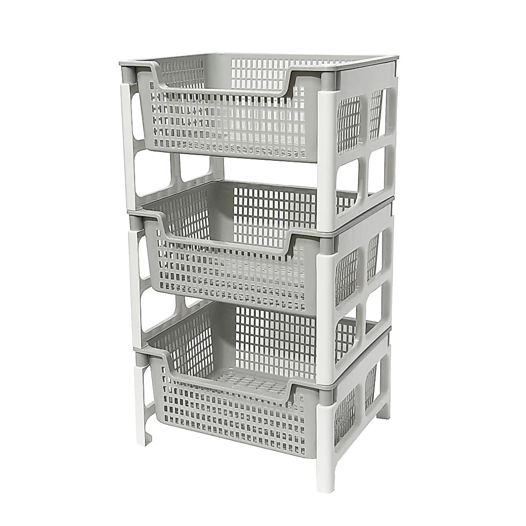 KASSA HOME ชั้นวางของพลาสติกอเนกประสงค์ 3 ชั้น รุ่น API-1030-M ขนาด 40.7 x 32.7 x 72.5 ซม. สีเทา