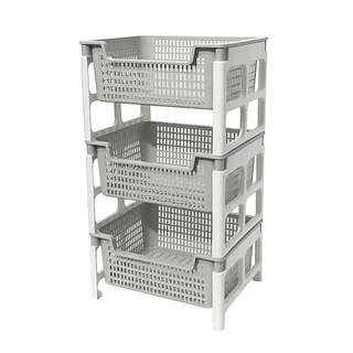 KASSA HOME ชั้นวางของพลาสติกอเนกประสงค์ 3 ชั้น รุ่น API-1030-M ขนาด 40.7 x 32.7 x 72.5 ซม. สีเทา
