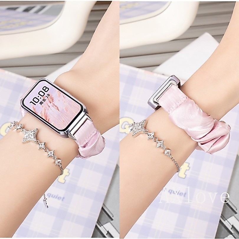 Scrunchie สายรัดห่วงยืดหยุ่นสําหรับ Huawei Band 11 pro 10 9 8 สําหรับ Honor 9 7 6 ผู้หญิงสร้อยข้อมือสร้อยข้อมือสร้อยข้อมือ Band อุปกรณ์เสริม