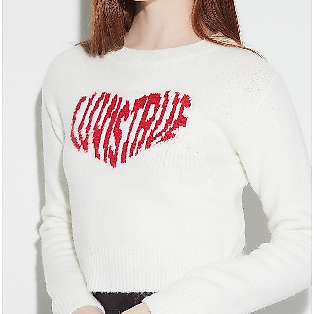 Luv Is True OW Heart Logo Knit (Ivory, Black, Navy)