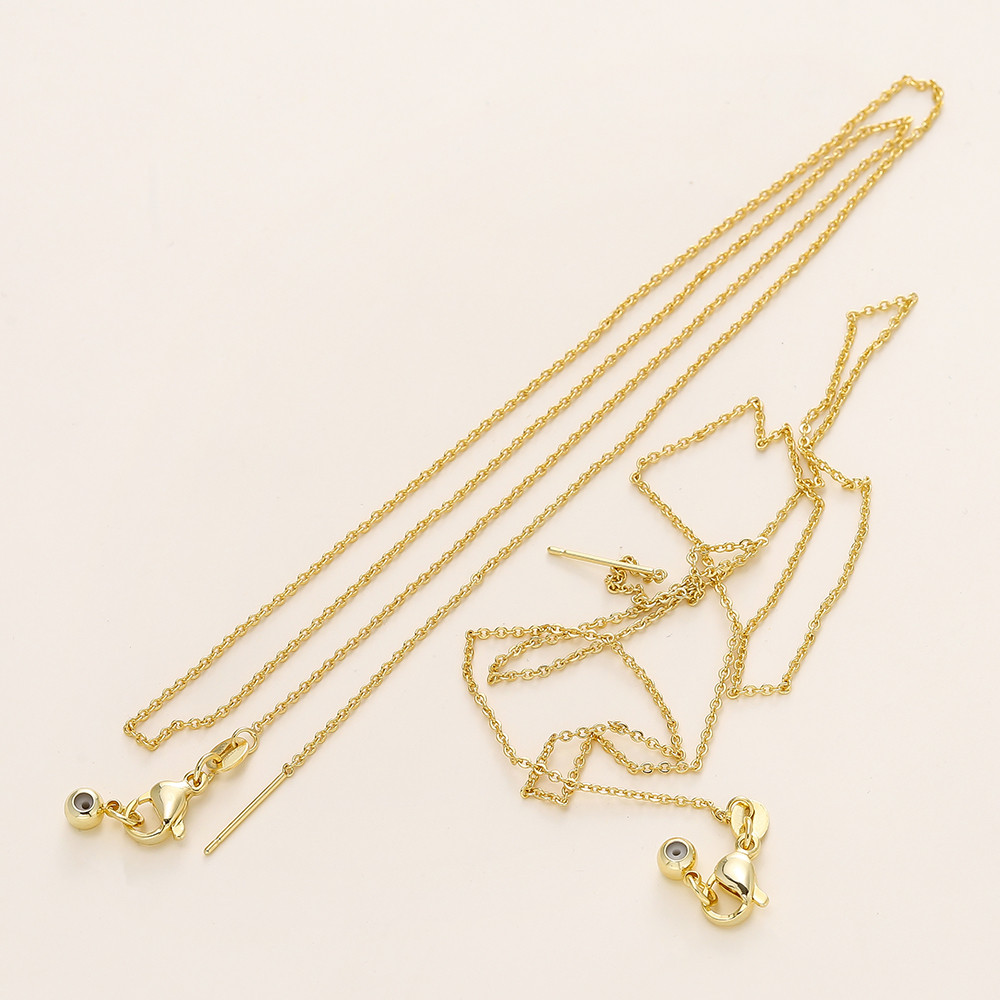 2-4ชิ้น สร้อยคอครึ่งสาย 22.5/49cm ชุบทองแท้ 18K ปรับระดับได้ ตะขอก้ามปู อะไหล่ทำสร้อยข้อมือ DIY