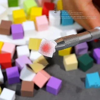 ฟองน้ำเต้าหู้เพ้นท์เล็บ ฟองน้ำไล่สี 50ชิ้น เนื้อละเอียด ปากกาคีบฟองน้ำ