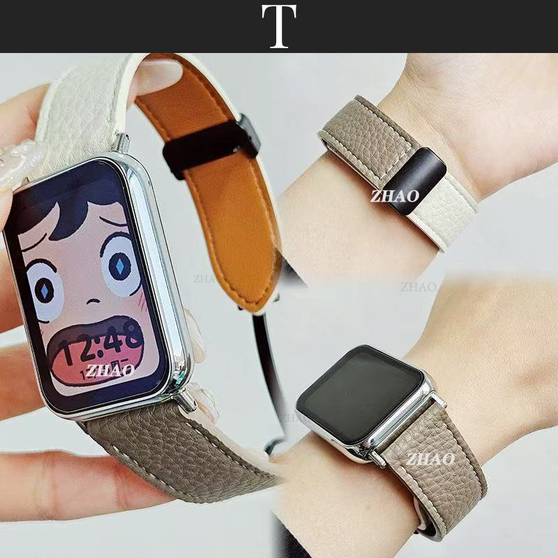 2สี สําหรับ HUAWEI watch fit 3/4/4pro strap สายรัดหนัง Magnetic Clasp เปลี่ยนสายรัดข้อมือหนังกันน้ํา