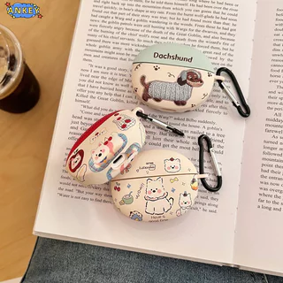Suitable for OPPO Enco Air5s Bluetooth Earphone Protective Case Oppo Air5 Pro Cute Cartoon Water Sticker Pattern Protective Case with Hook