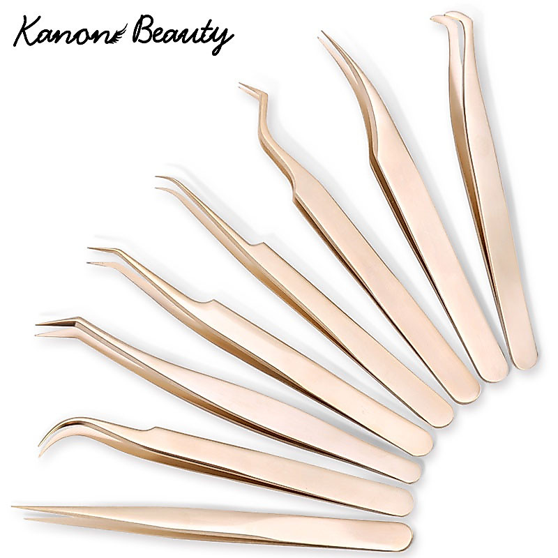 1 ชิ้น Pearl Gold Eyelashes แหนบสแตนเลสความแม่นยําสูง Anti-static แหนบสําหรับขนตา