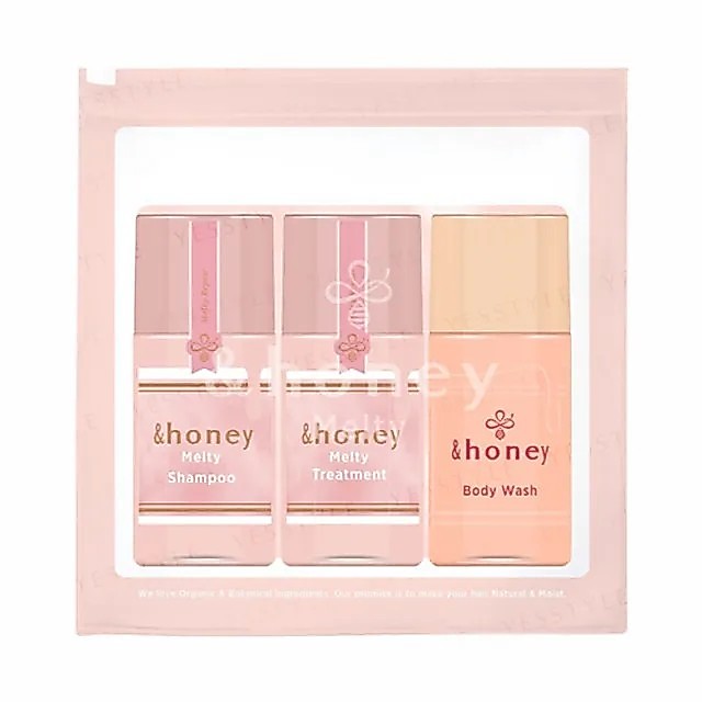 [พร้อมส่ง] & Honey Melty Mini ชุดเดินทาง  3 ชิ้น  Shampoo & Conditioner & Body Wash