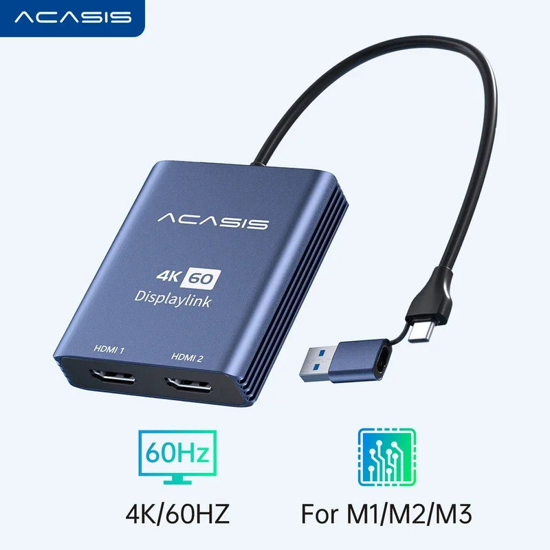 Acasis HDMI Splitter Display Expander HDMI To Type-C สําหรับ Mac OS M1 M2 M3 Windows 2 HDMI พร้อมจอแ