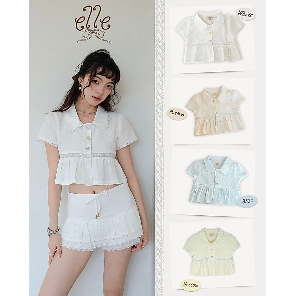 ELLE LACE (Blue•Yellow•Cream.White) TOP