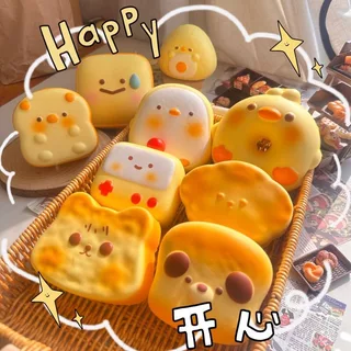 จําลองขนมปัง Toast Squishy ของเล่น Donuts ช้า Rising Rebound บีบของเล่น Anti Stress Relief ของเล่นสําหรับเด็กผู้ใหญ่ Desktop Decor