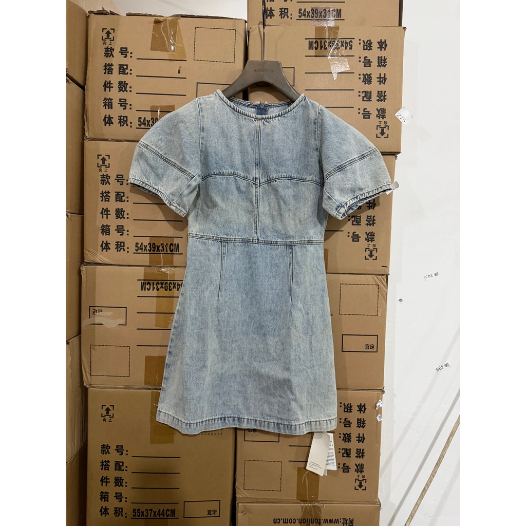 C cd Home Denim Dress ผู้หญิงฤดูร้อนใหม่แฟชั่นอารมณ์หลวมสบายๆรอบคอแขนสั้นชุด K272 ใหม่ 4