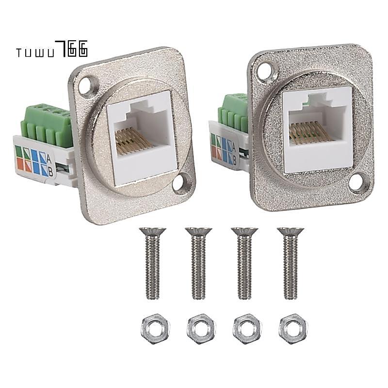 [tuwu766]อะแดปเตอร์เทอร์มินัลเมาท์แผง RJ45 2 ชิ้น, ขั้วต่อเมาท์แผงตัวเมีย RJ45/8P8C, RJ45 Solderless