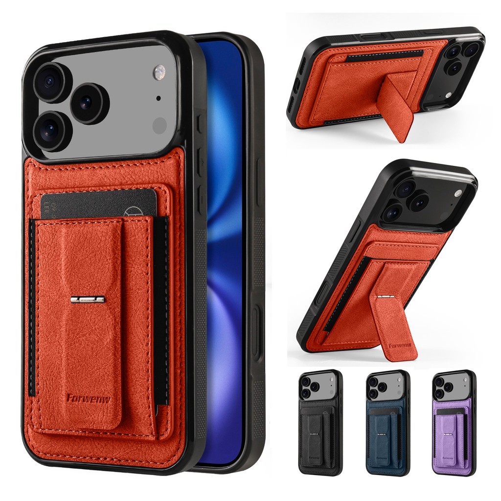 สําหรับ iPhone 18 Pro Max 17 Pro Max 17 Air 17e 16 16e 15 14 13 12 11 กรณีกระเป๋าสตางค์หนังปลอกผู้ถือบัตรวงเล็บ