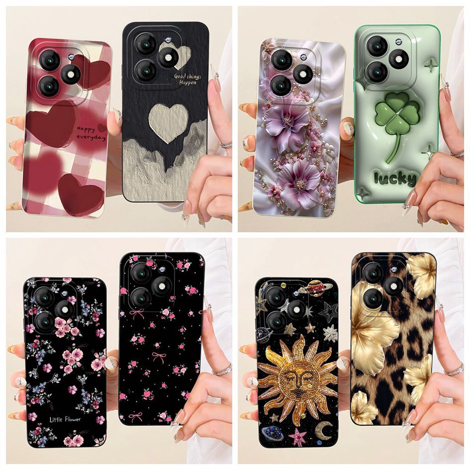 สําหรับ Itel A70 A80 4G เคสโทรศัพท์ A665L A671L A671LC ยอดนิยมดอกไม้หัวใจซิลิโคนนุ่ม Matte สําหรับ I