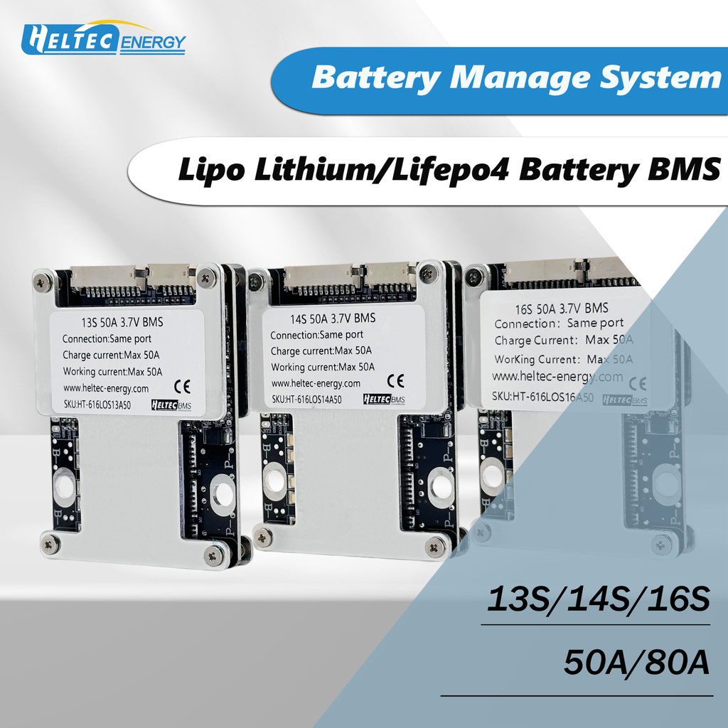 Heltec 13-16s bms 13S 14S 16S 50A 80A BMS LFP NMC BMS 42V 48V 60V แบตเตอรี่ระบบการจัดการเครื่องมือไฟ