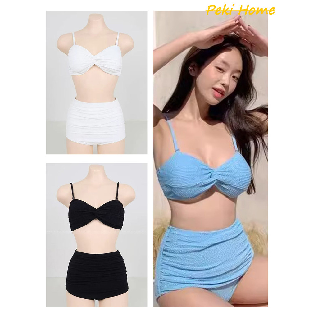 ชุดว่ายน้ำใหม่บังพุง ทูพีซสามเหลี่ยม สายเดี่ยวบิดเกลียว
