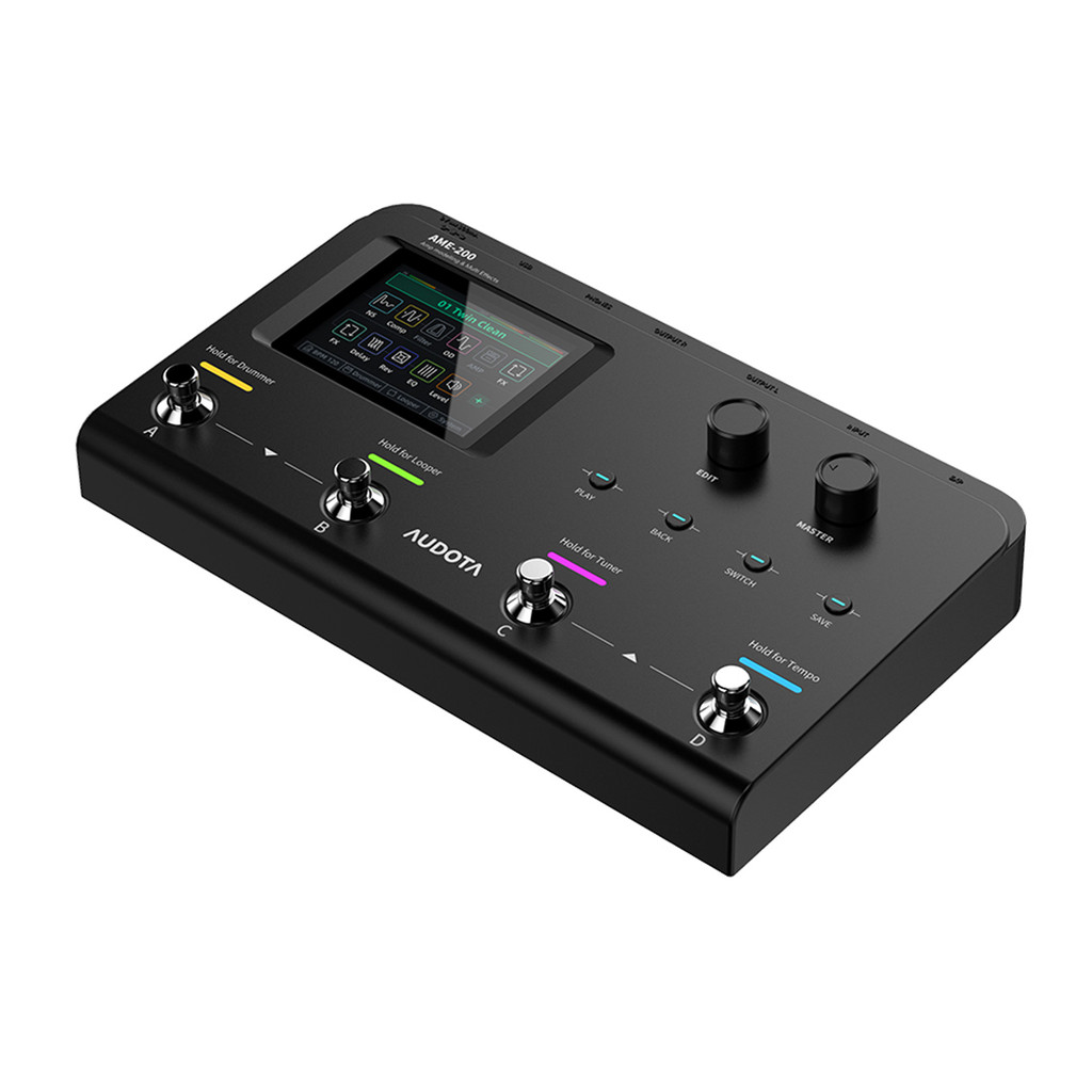 AUDOTA Amp Modeler & Multi-Effects Pedal AME-200 จูนเนอร์ในตัว 50 เครื่องกลอง 10 โมดูลผล 200 ตั้งค่า