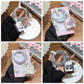 ชุดถนอมสายชาร์จ ชุดพันสาย เคสหัวชาร์จ สำหรับ สําหรับ IPhone 20W ถนอมสายชาร์จลายการ์ตูน ปลอกหุ้มสายชาร์จ ชุดเคสป้องกัน