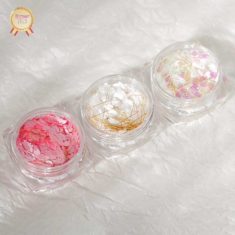 FLTH 1 Jar กลีบเลื่อมเล็บ Glitter ลูกปัด 3D Flakes, 60-100 นับ Vary