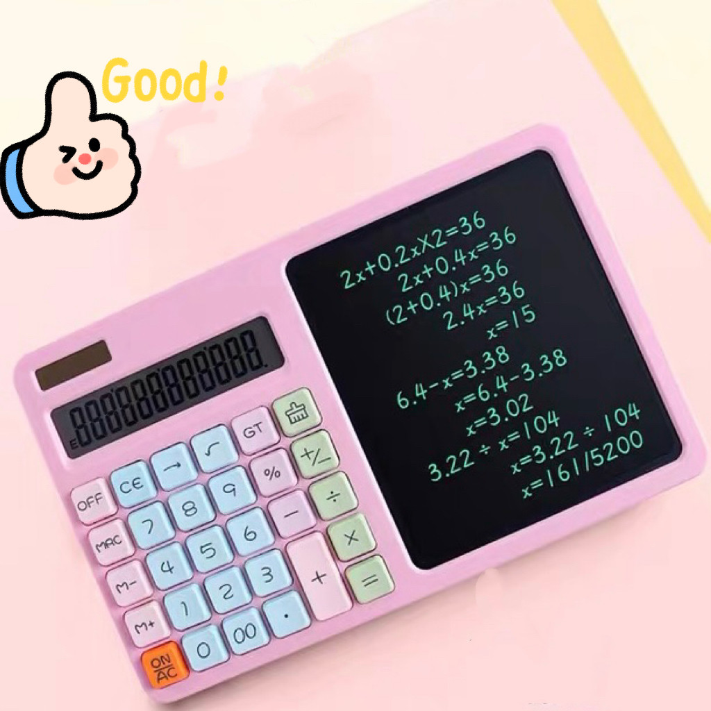 เครื่องคิดเลข 2in1 พร้อมกระดานเขียน LCD คิดเลข เขียนลบได้ ใช้งานง่าย พลังงานแสงอาทิตย์ Onesuper
