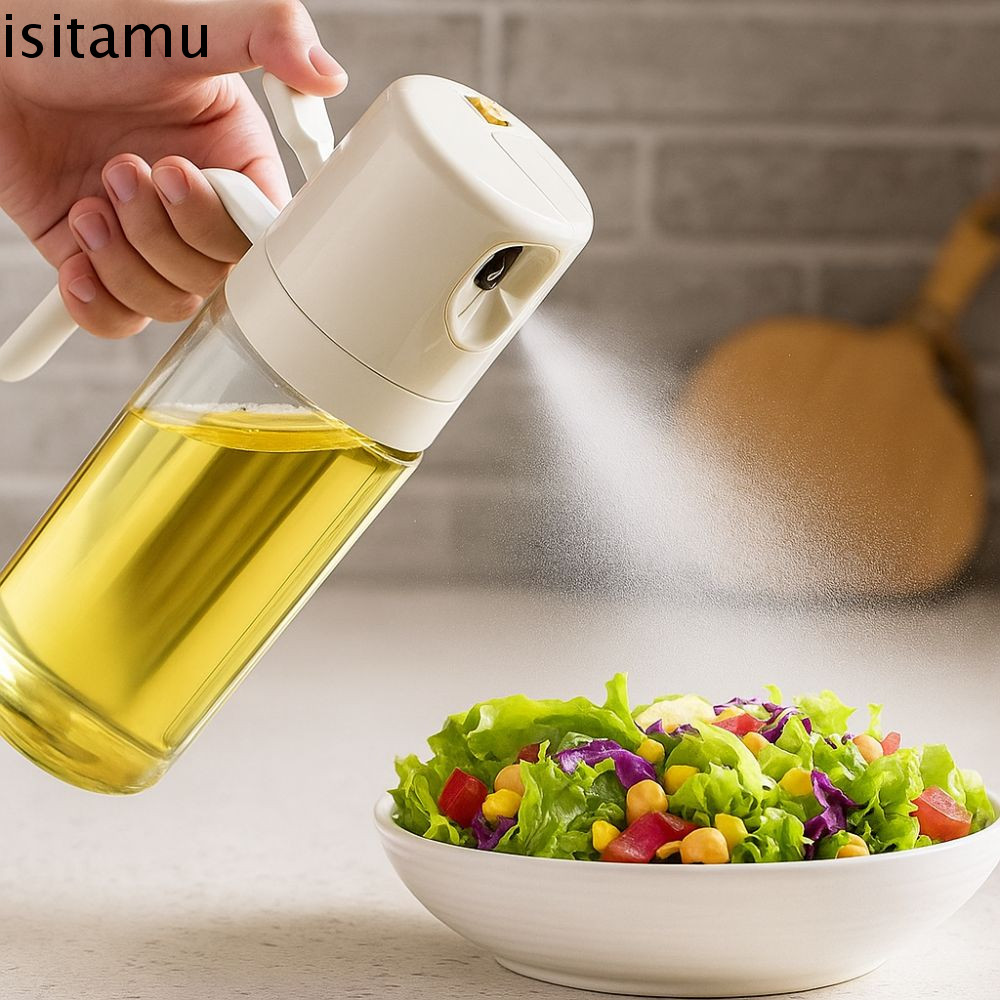 ISITAFT ขวดสเปรย์น้ํามัน, 550ML Leakproof Kitchen Oil Dispenser, Vinegar Sprayer 2 in 1 Design ในครั
