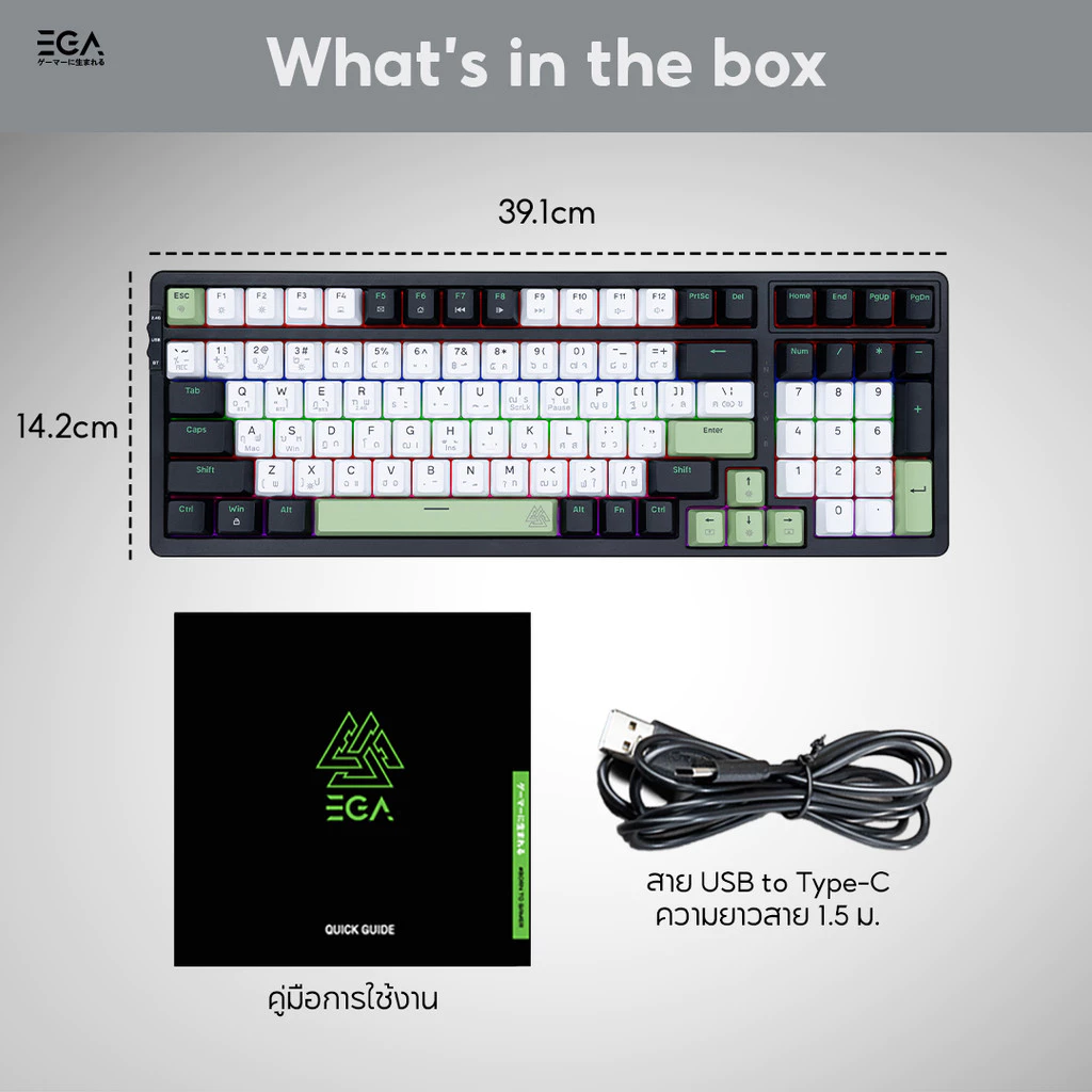 EGA CMK9 คีย์บอร์ดไร้สายใช้งาน 3 โหมด ขนาด96% Hot Swap 3 Pin Mini RGB ประกัน 2 ปี thumbnail 9