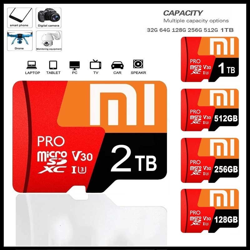 Micro TF SD Card class10 SD การ์ดหน่วยความจํา 2TB 128GB 1TB 512GB 256GB U3 V30 หน่วยความจําขนาดใหญ่แ