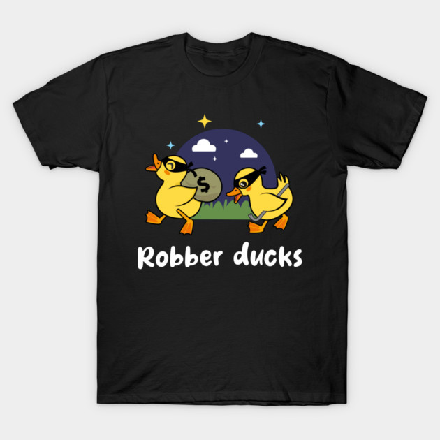 เสื้อยืด Vintage Robber ducks (on dark colors) T-Shirt แท้ Cotton 100% การ์ตูน หลวม S-5XL สีดำ