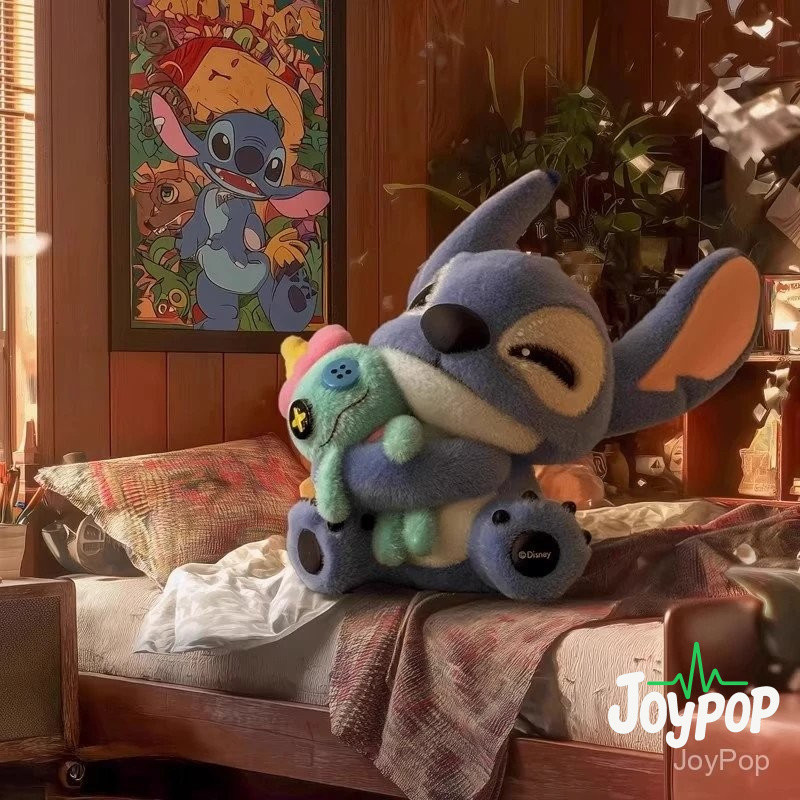 พร้อมสต็อก MINISO Stitch Furry Adventure Series Flocking อินเทรนด์เล่นกระเป๋าลึกลับ Stitch Mystery B