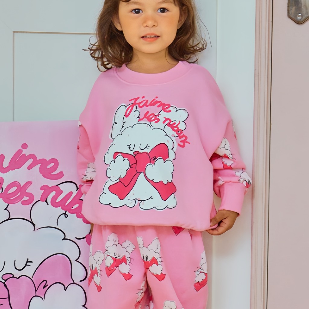 เสื้อสเวตเตอร์เด็กผู้หญิงเวอร์ชั่นเกาหลี ลายกระต่าย รอบคออ่อนๆ สำหรับฤดูใบไม้ร่วง