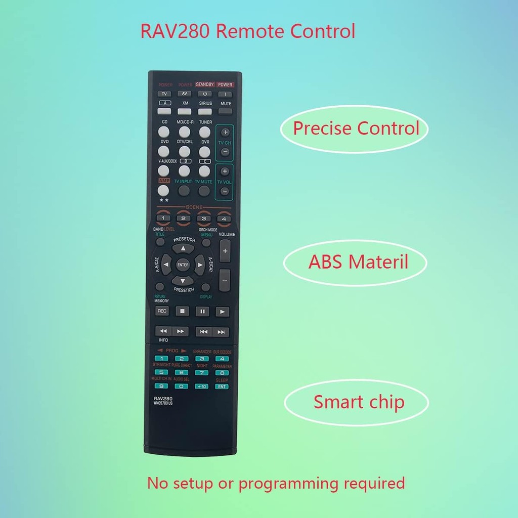 GHUST เปลี่ยนรีโมทคอนโทรลสําหรับ Yamaha RAV282 WN05800 RAV283 WN058100 HTR-6130 HTR-6230 RX-V363 RX-