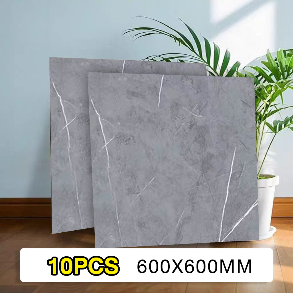 กระเบื้องปูพื้นไวนิล PVC ลายหินอ่อน ขนาด 60x60 จำนวน 10 ชิ้น กระเบื้องปูพื้นไวนิลลายไม้กันน้ำแบบมีกาวในตัวสำหรับห้องนอน