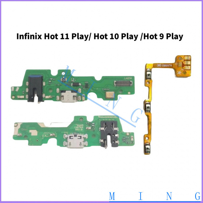 U4BF &Infinix Hot 11 Play Hot 10 Play Hot 9 Play Power Volume Flex ปุ่มสวิทช์ USB ชาร์จพอร์ต Board &