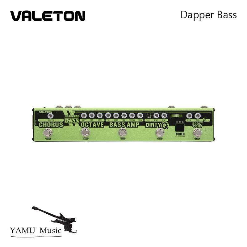Valeton Dapper Bass Multi Effects Pedal Strip 6 in 1 Multi Effect Bass TunerChrusOctaverDirty Q & Bo
