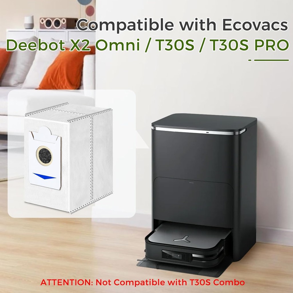 VIEWALL ถุงเก็บฝุ่น 10 แพ็คเข้ากันได้กับ ECOVACS DEEBOT X2 Omni / T30S / T30S AI Care / T30S PRO หุ่