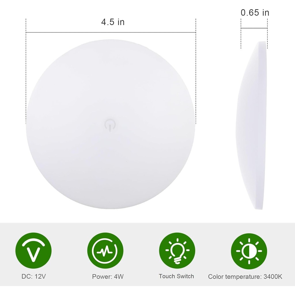โคมไฟเพดาน LED RV LED โดมโคมไฟเปิด/ปิดสวิทช์สัมผัส Ultra Slim ไฟภายในสําหรับ RV Light,Trailer Light,
