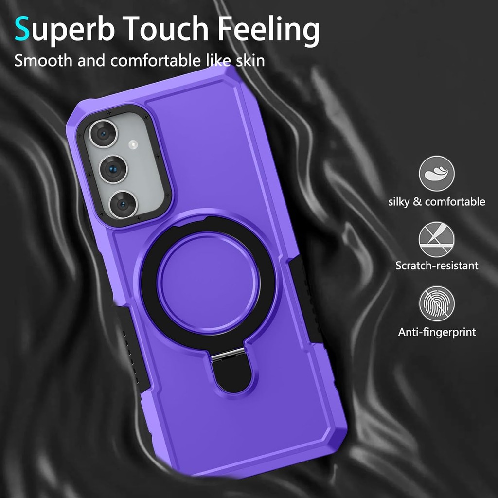 SAMSUNG เคสโทรศัพท์สําหรับSamsung Galaxy A05s/A05 พร้อมกระจกนิรภัยป้องกันหน้าจอ,แหวนโลหะRuggedขาตั้ง