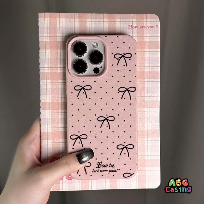 เคสโทรศัพท์สำหรับ IPhone 14 11 15 13 16 12 Pro Max X XS Max XR 7 16 14 15 8 Plus SE 2020 บานริบบอนจุดๆ