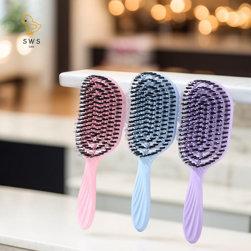 หวีแยกส่วนผมป้องกันไฟฟ้าสถิตย์ – ขนไนลอนกลวงออกเพื่อเรียบ