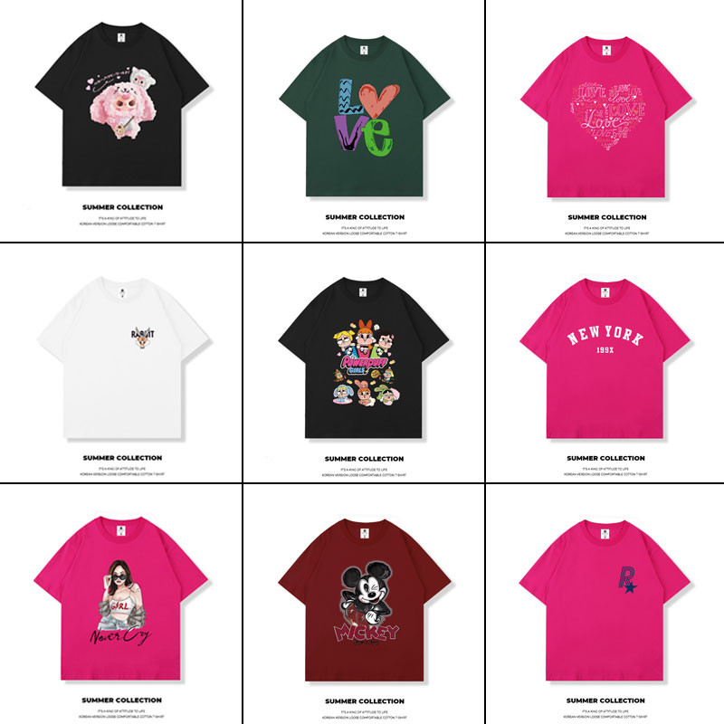 Ready Stock Baby Tee 2-14y Big Children 100% Cotton Kids Boys Girls Unisex เสื้อยืดแขนสั้นน่ารักพิมพ์รอบคอหลวมเด็ก Tops