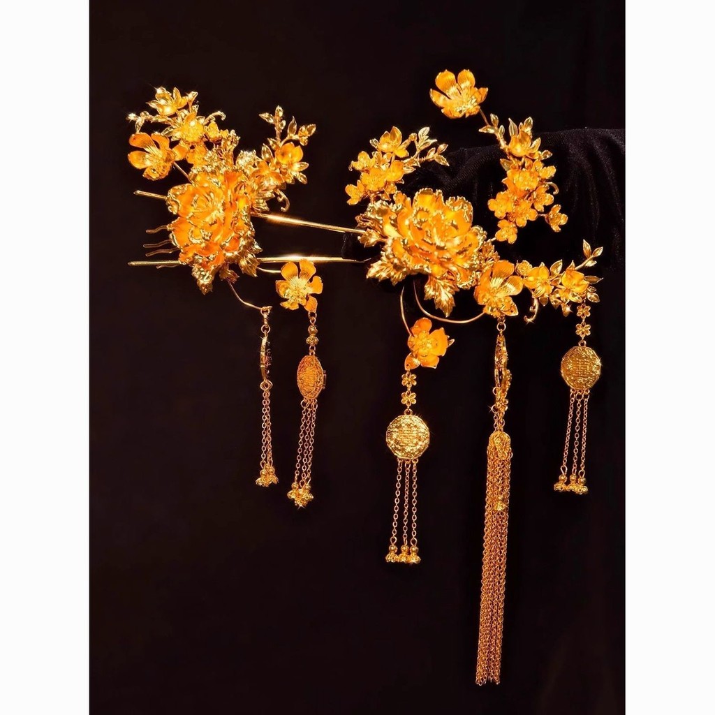 เครื่องประดับเจ้าสาว หวีผมสามมิติ Peony สไตล์คลาสสิกและจีน งานฝีมือพิเศษ XIY1