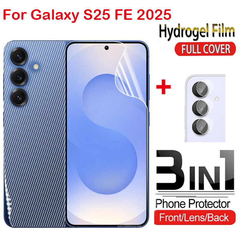 SAMSUNG ป้องกันหน้าจอสําหรับSamsung Galaxy S25 FE S25 Plus + S25 Ultra S25FE S25 Edge A17 4G 5G 2025 ด้านหน้ากลับเลนส์คลุมทั้งหมดป้องกันHydrogelกล้องด้านหลังป้องกันฟิล์ม
