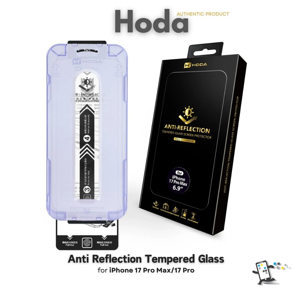 Hoda Anti-Reflection Glass กระจกนิรภัยกันแสงสะท้อนหน้าจอสำหรับ iPhone 17 Pro Max และ iPhone 17 Pro