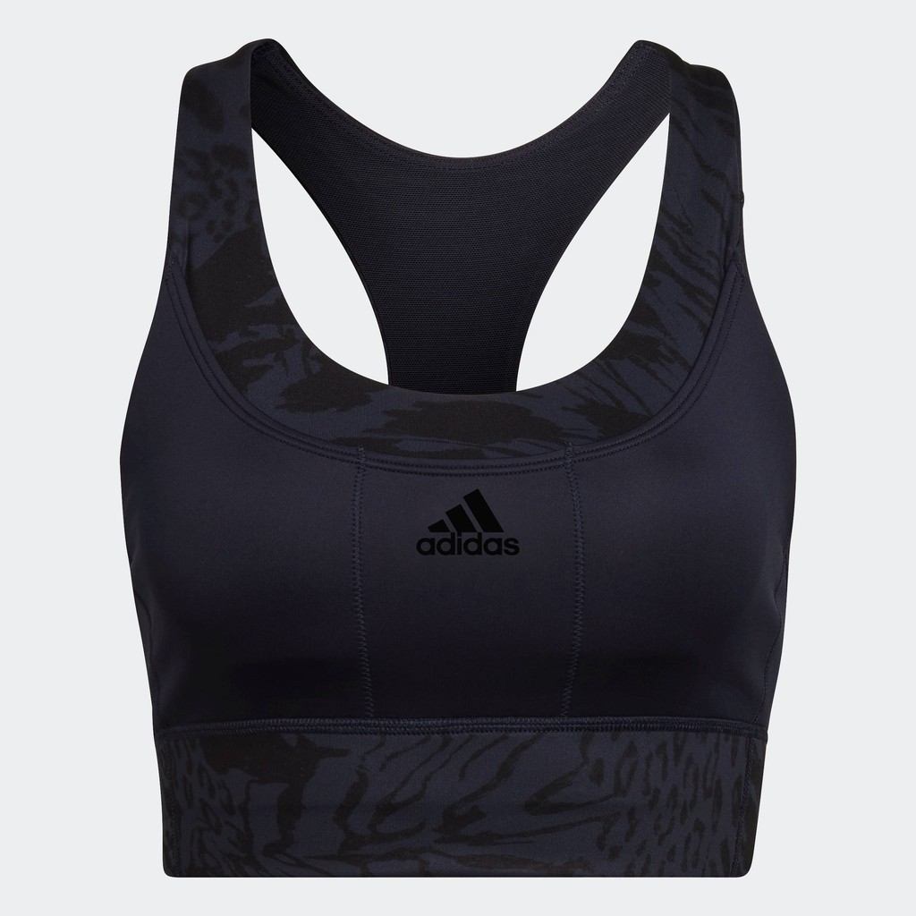 adidas Gym & Training บราพิมพ์ลายซัพพอร์ตระดับปานกลาง adidas Running ผู้หญิง สีน้ำเงิน HL6112