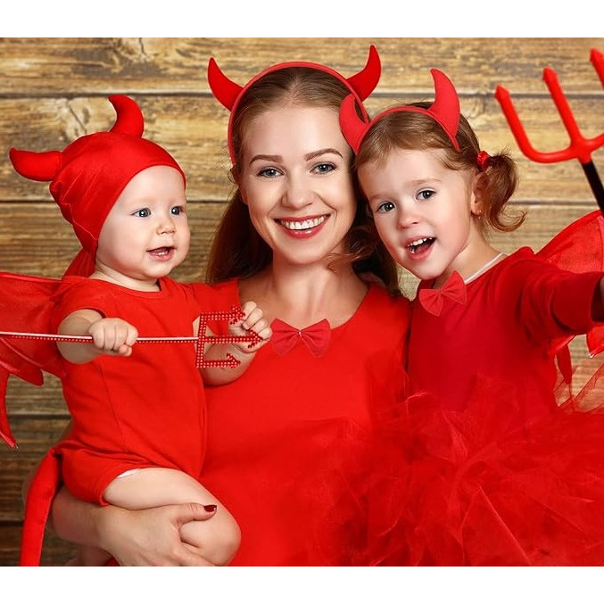 เซ็ต Red Devil 3ชิ้น Devil Horns Ears Headband Tail Set 🚚 ด่วนมีส่งGrabค่า
