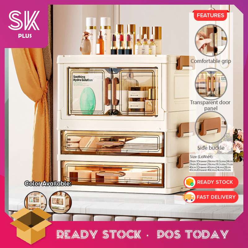 SKplus ขนาดใหญ่หลายชั้นกล่องเก็บเครื่องสําอางเครื่องเขียนโปร่งใสและ Acc Rak Penyimpanan Meja