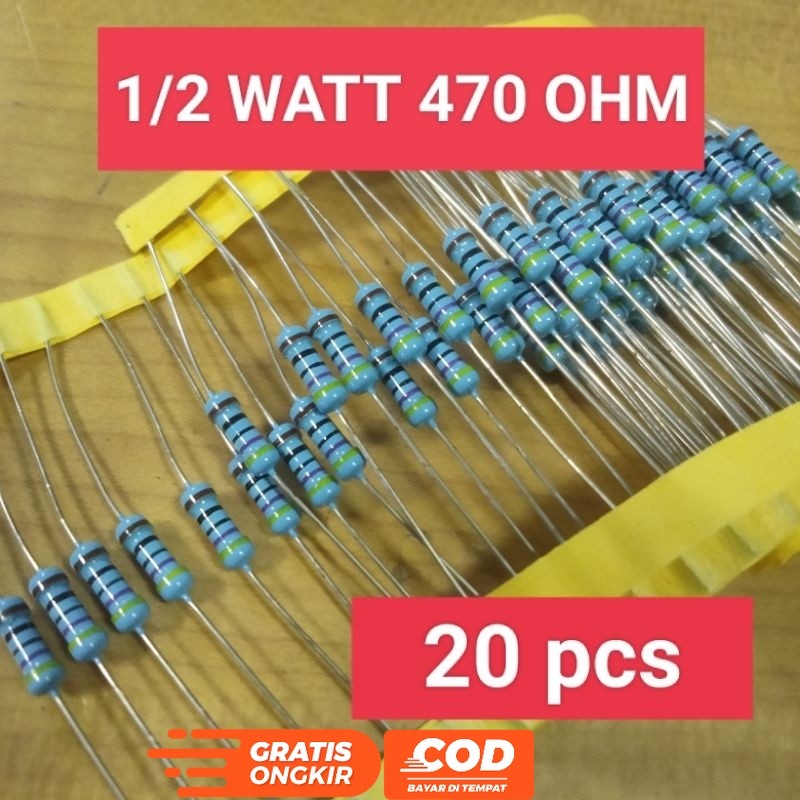 1/2 WATT ฟิล์มกันรอยโลหะ 470 OHM / 0.5W 470 OHM